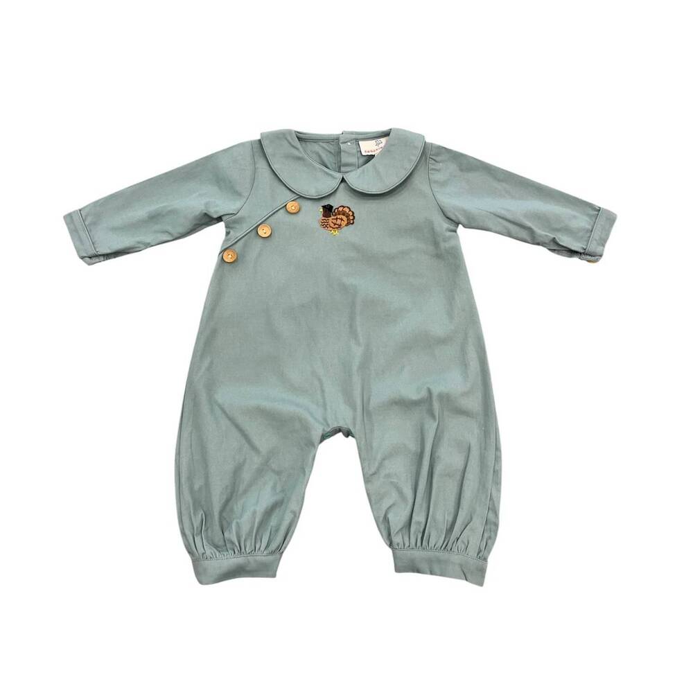 NEW SMOCKINGBIRD kids embroidered turkey longall in green